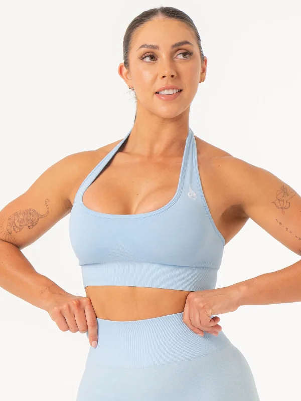 striped women's topsContour Halter Bra - Sky Blue Marl