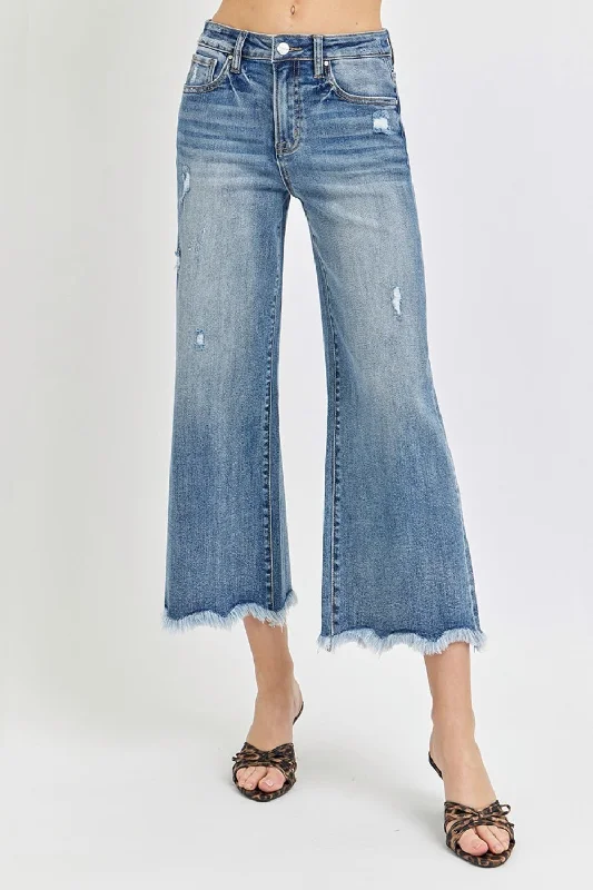 women's boyfriend denim jeansRisen High Rise Cropped Flare Jeans