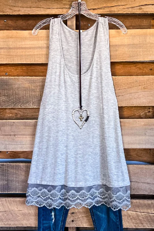 plus-size women's topsExtender: Slip on Tank/Tunic - Heather Gray