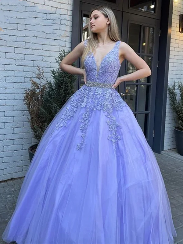 satin party dressesV Neck and V Back Purple Lace Long Prom Dresses with Belt, Open Back Purple Lace Formal Evening Dresses