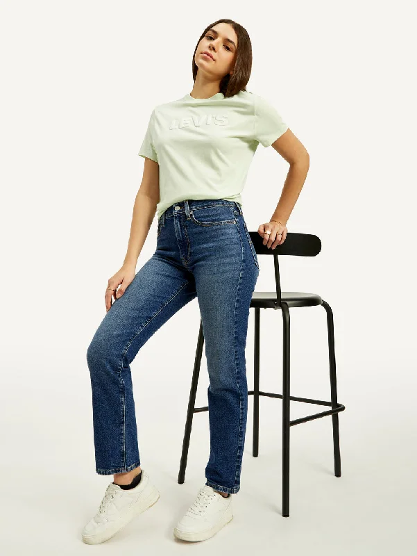 women's denim jeans for a day at the beachWomen's High Rise Straight Fit Blue Jeans