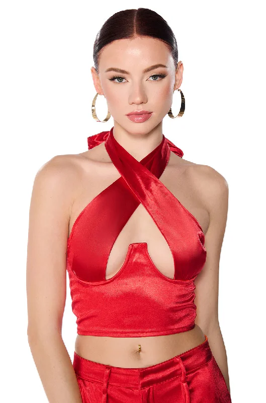 women's tops made from cottonASTRA CROSS FRONT BRALETTE IN RED