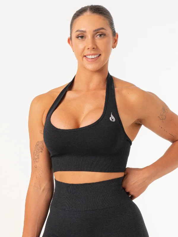 affordable women's topsContour Halter Bra - Black Marl