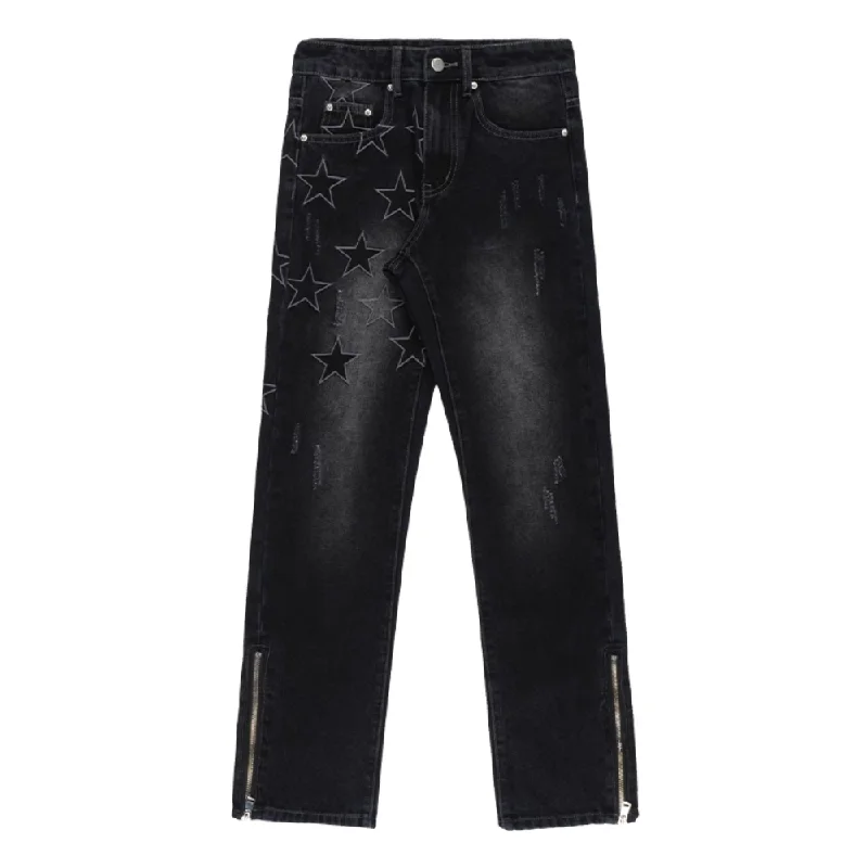 women's denim jeans with pocketsUrban Star Embroidered Slit Jeans