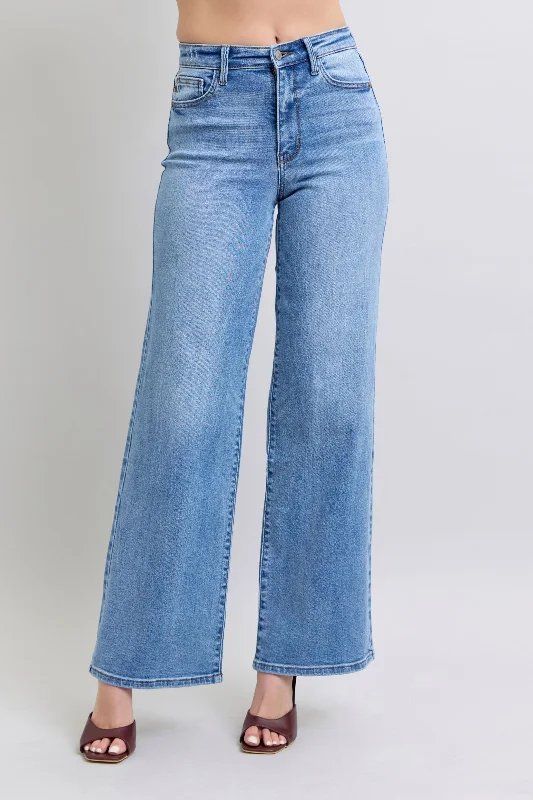 women's denim jeans with elastaneJudy Blue Wide Leg Jeans with Pockets