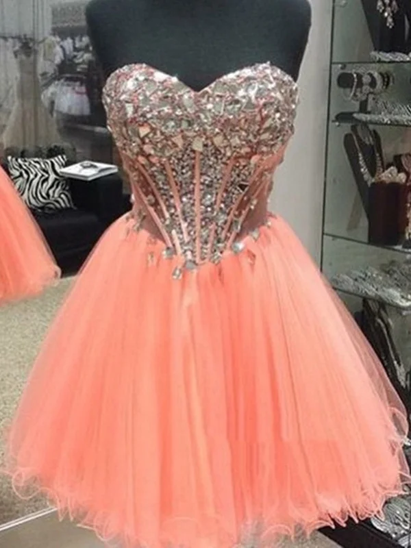 glam party dressesA Line Sweetheart Neck Short Prom Dresses, Formal Dresses, Evening Dresses, Homecoming Dresses