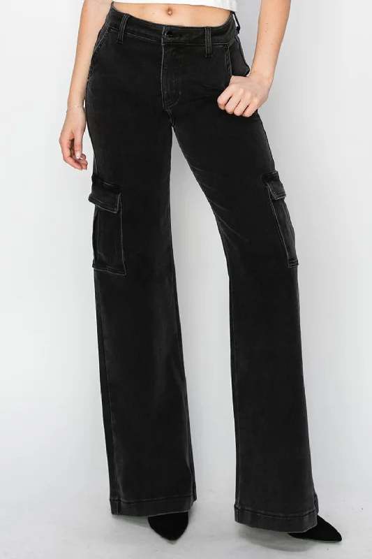 women's denim jeans for special occasionsRisen High Rise Wide Leg Cargo Jeans