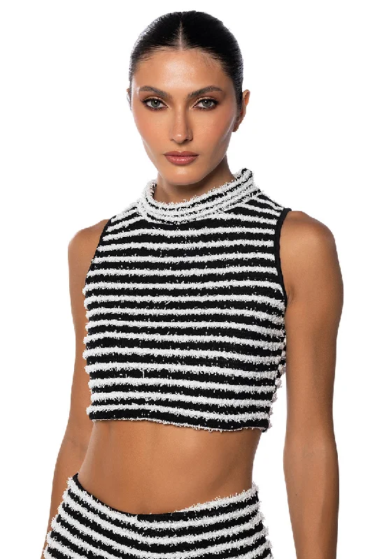 women's tops for fashion-conscious professionalsCUT HIM OFF STRIPED TANK TOP