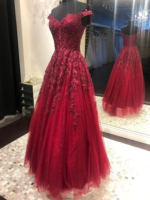 eco-friendly party dressesOff Shoulder Burgundy Lace Long Prom Dresses, Off the Shoulder Burgundy Formal Dresses, Burgundy Evening Dresses SP2167