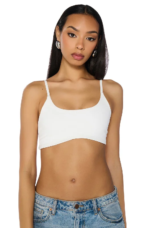 women's tops with beading accentsPAXTON YOGA SLEEVELESS BRALETTE IN WHITE