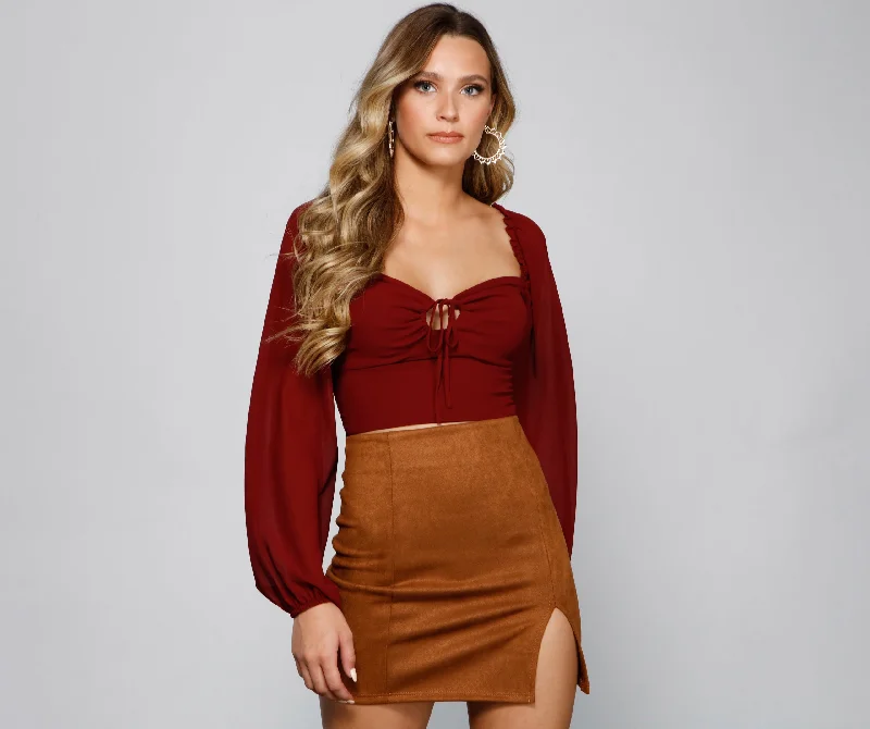 women's tops for those who want to wear pieces that are both functional and fashionableChic Appeal Long Sleeve Crop Top