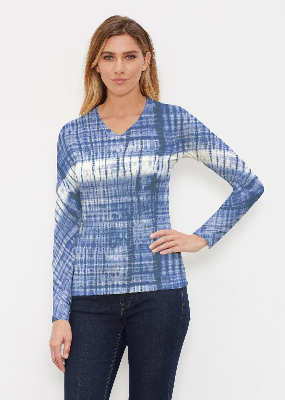 women's tops for those who want to add a pop of color to their outfitsDenim Tie Dye (14230) ~ Butterknit Long Sleeve V-Neck Top