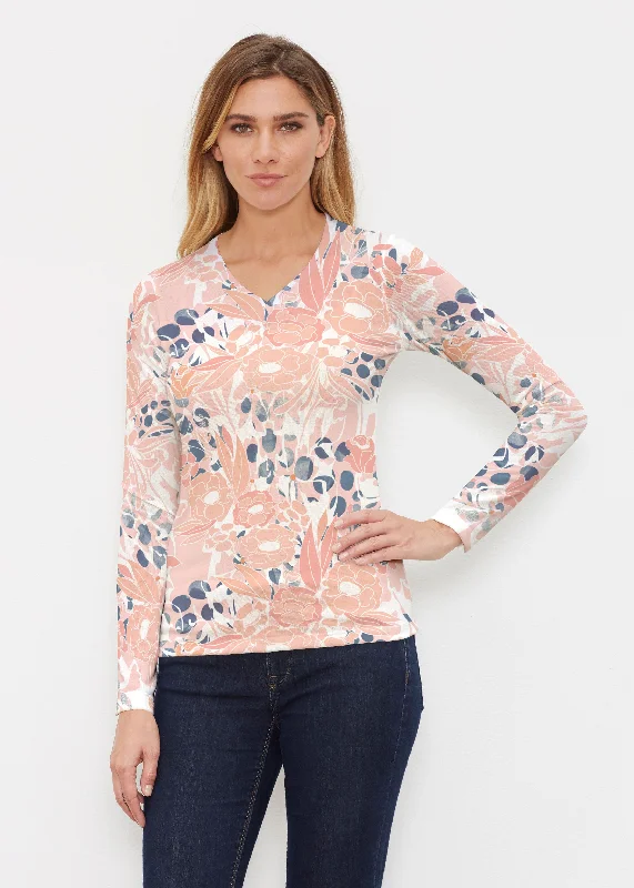 women's tops for those who believe in expressing their individuality through fashionDaydream Florals (7805) ~ Butterknit Long Sleeve V-Neck Top