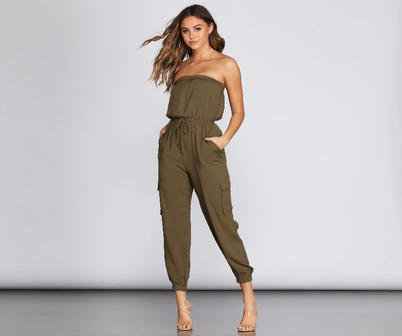 women's jumpsuits for maternity wearCarried Away Cargo Jumpsuit