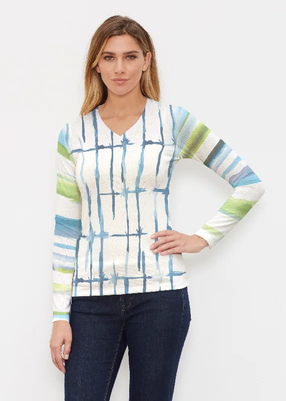 women's tops for date nightsKnotted Stripe (7853) ~ Butterknit Long Sleeve V-Neck Top