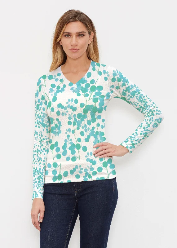 women's tops with sequin embellishmentsTeal Pome (7863) ~ Butterknit Long Sleeve V-Neck Top