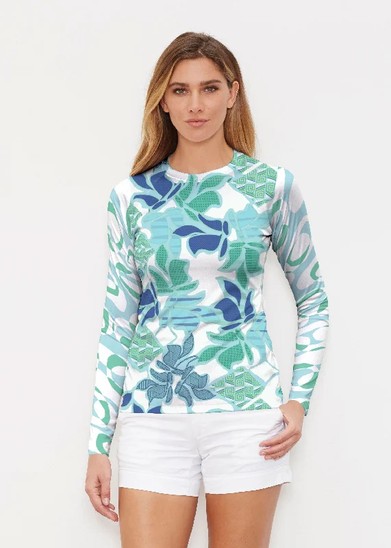 women's tops for maximalist fashion loversSail Blue (8087) ~ Long Sleeve Rash Guard