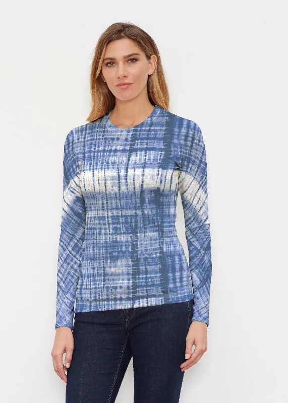 women's tops for those who want to show off their figure in a flattering wayDenim Tie Dye (14230) ~ Butterknit Long Sleeve Crew Top