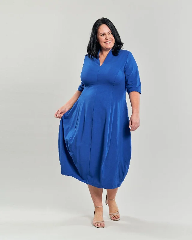 ruffled midi dressesCarla Cocoon Midi Dress, Cobalt