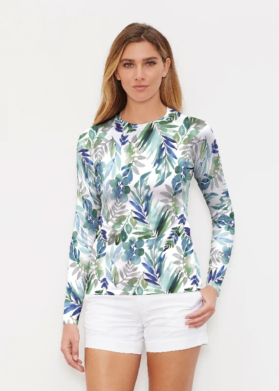 women's tops for those who want to stay cool and chic during warmer weatherLeah Leaves (16258) ~ Long Sleeve Rash Guard