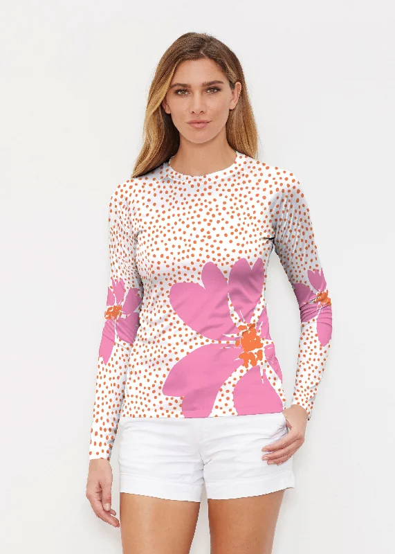 women's tops for those who want to make a fashion statementDaisy Dots Pink (8079) ~ Long Sleeve Rash Guard