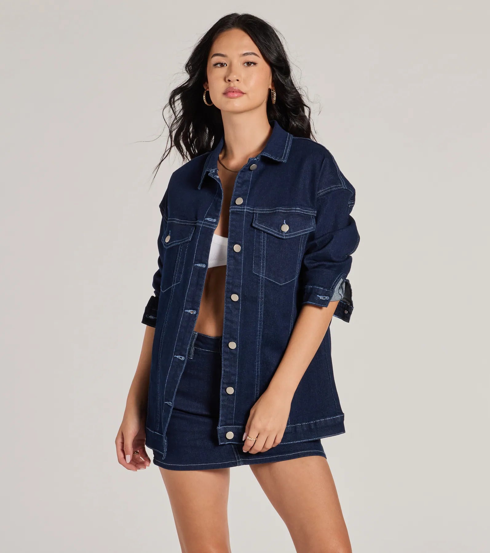 women's tops for those who want to stay updated with the latest fashion trendsAdmirable Aesthetic Oversized Long Sleeve Denim Shacket