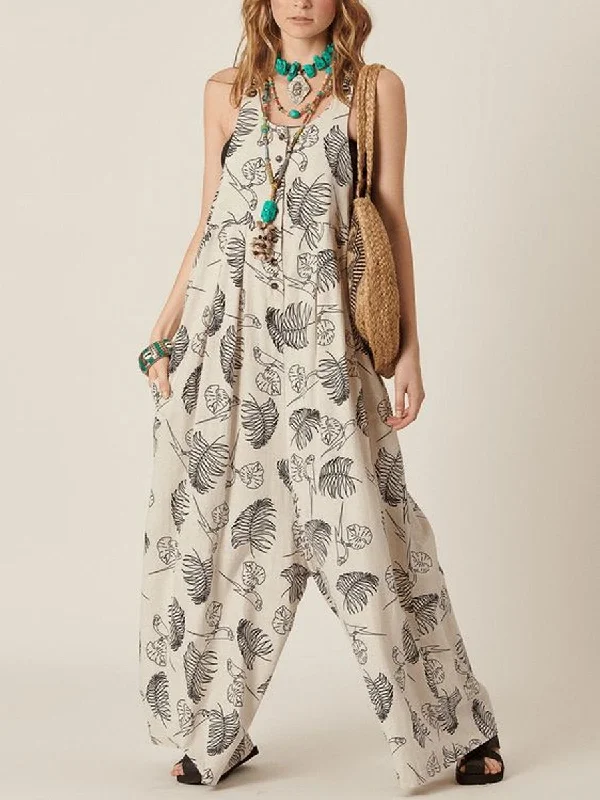 women's jumpsuits for bohemian chicWomen's Fashion Printed Loose Jumpsuit