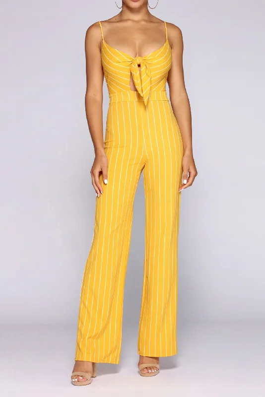 women's glam jumpsuitsAll For One Striped Jumpsuit