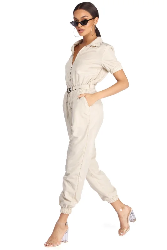 women's jumpsuits with buttonsBelted And Fierce Jumpsuit