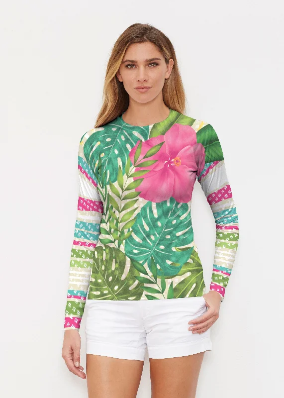 women's tops for those who love to dress up their casual looks with stylish topsWild Begonia (13489) ~ Long Sleeve Rash Guard