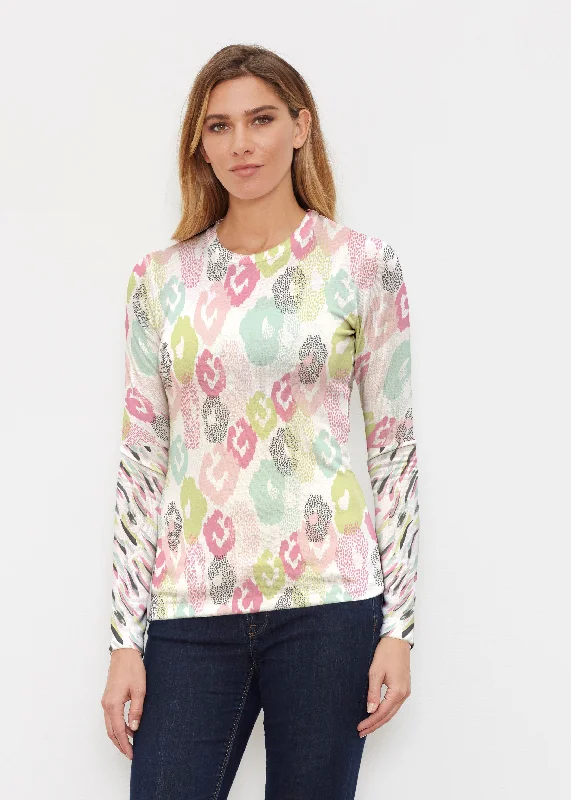 long-sleeved women's topsAbstract Pastel Ikat (7813) ~ Butterknit Long Sleeve Crew Top