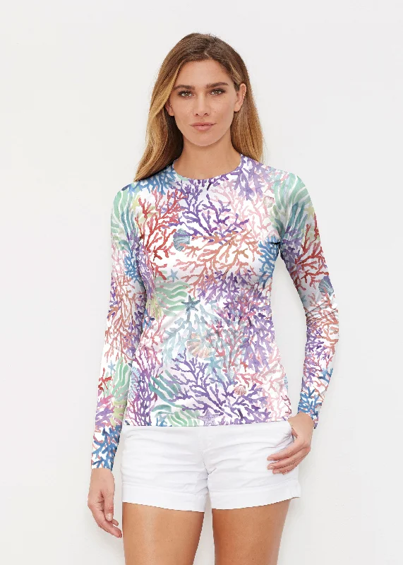 women's tops with sequin embellishmentsTropic Coral (8112) ~ Long Sleeve Rash Guard