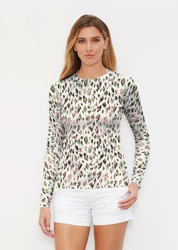 luxury women's topsLeopard Bouquet (8019) ~ Long Sleeve Rash Guard