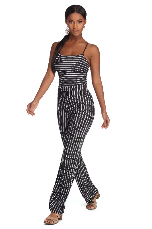 women's elegant jumpsuitsSophisticated In Stripes Jumpsuit