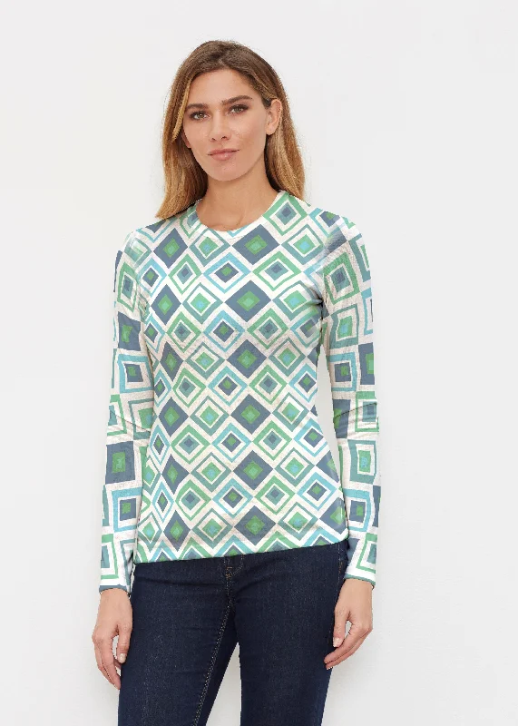 women's tops for those who love to shop for unique findsCubed Blue (7807) ~ Butterknit Long Sleeve Crew Top