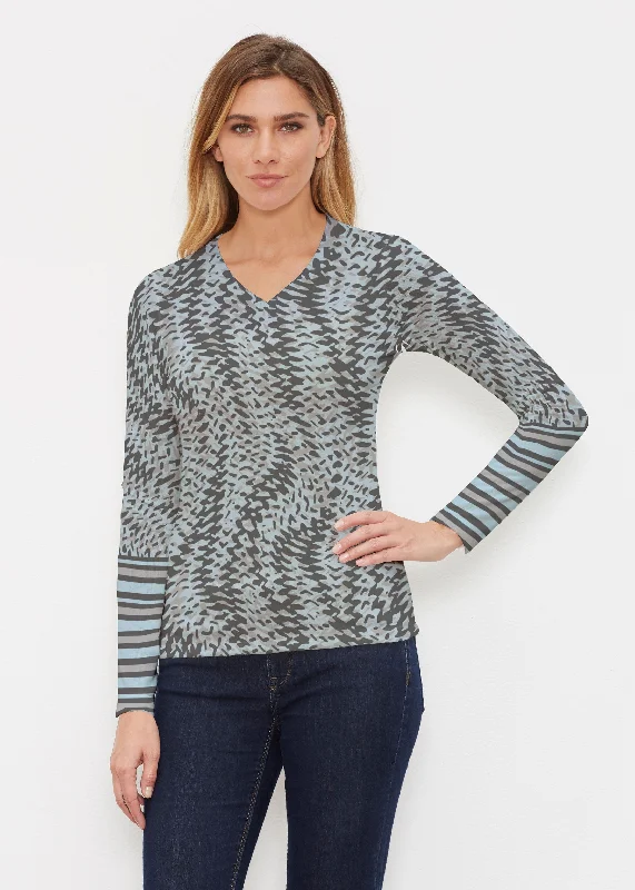 cozy women's tops for fall and winterTextured Tracks Black (7720) ~ Butterknit Long Sleeve V-Neck Top