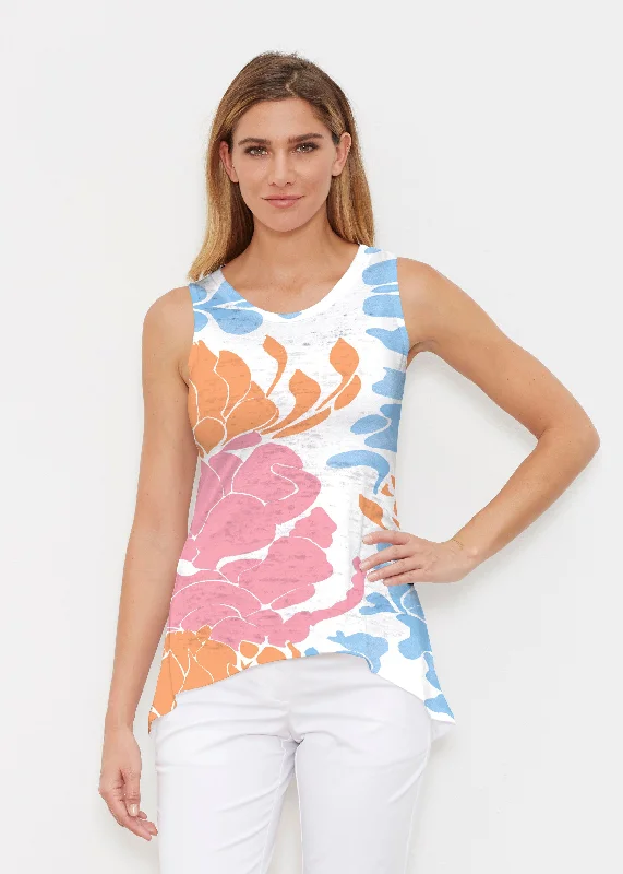 women's tops for those who want to invest in timeless piecesLotus Pink/Orange (23058) ~ High-low Tank