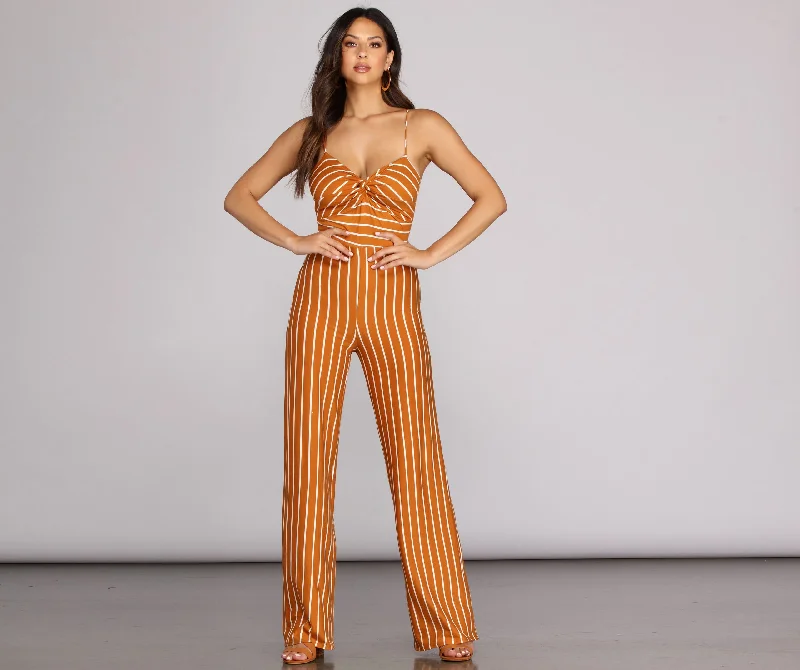 women's jumpsuits for all-day comfortKnot About It Striped Jumpsuit