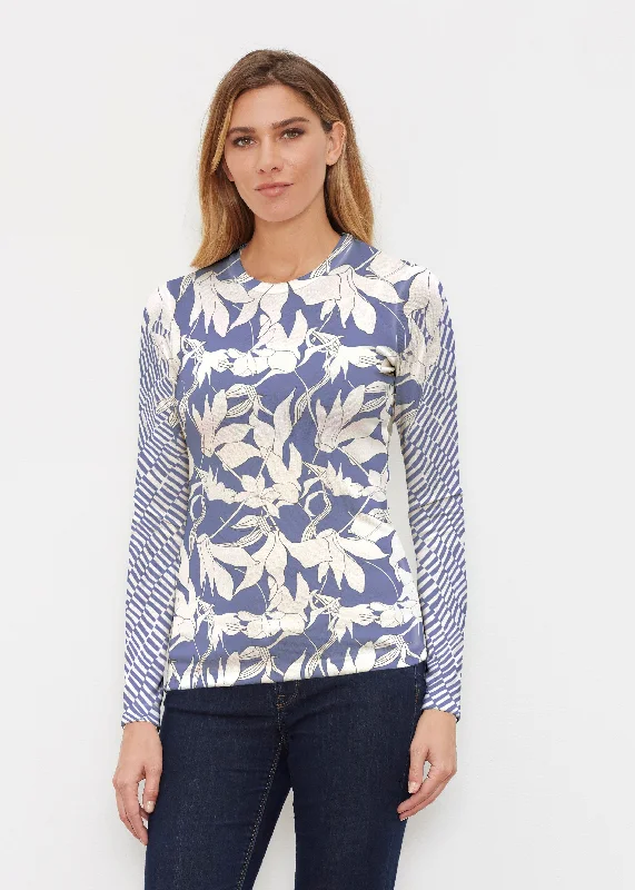 women's tops for those who want to add a bit of flair and personality to their looksSketch Floral Dominos (7814) ~ Butterknit Long Sleeve Crew Top