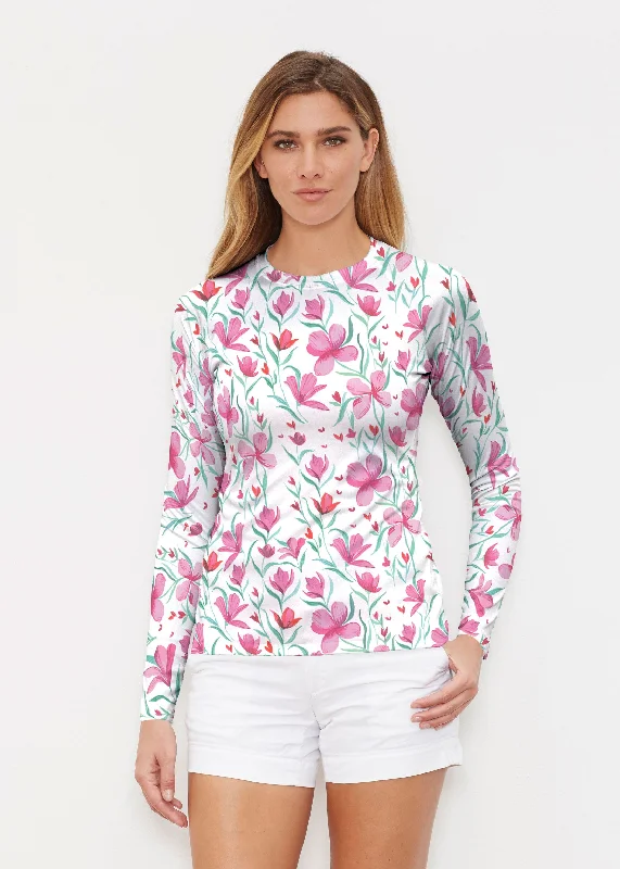 women's tops with sheer overlaysAzalea (8109) ~ Long Sleeve Rash Guard