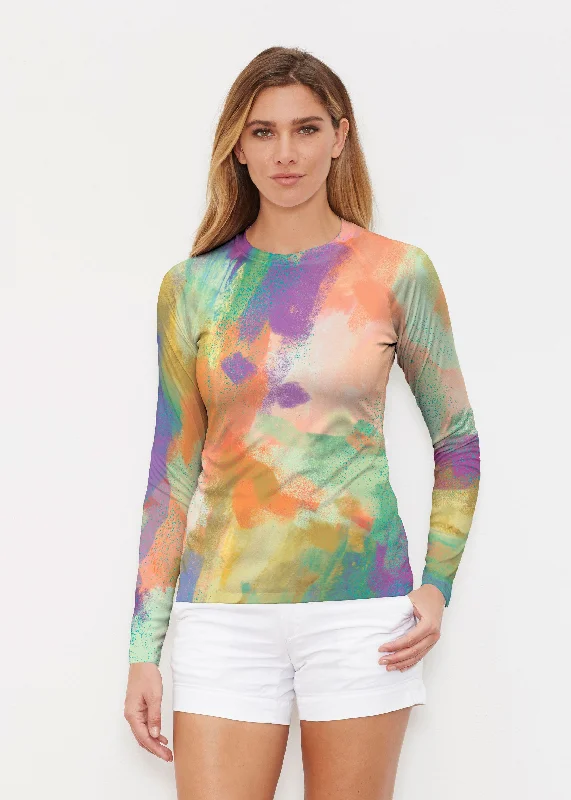 women's tops with geometric patternsChalk Of Dreams (17278) ~ Long Sleeve Rash Guard