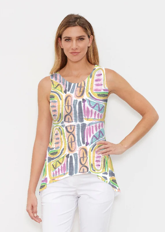 women's tops for summer festivalsMusical Dance (17263) ~ High-low Tank