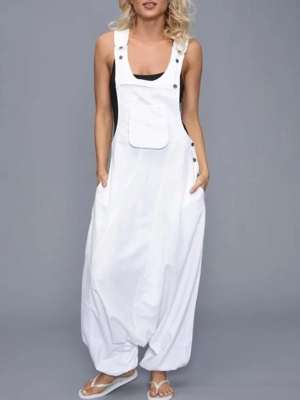 women's jumpsuits for yogaBaggy Wide Leg Overalls Cotton Dungarees Romper Boho Jumpsuit