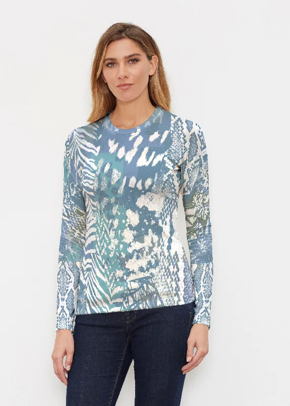 women's tops for those who want to add a pop of color to their outfitsJungle Warrior Blue (7850) ~ Butterknit Long Sleeve Crew Top