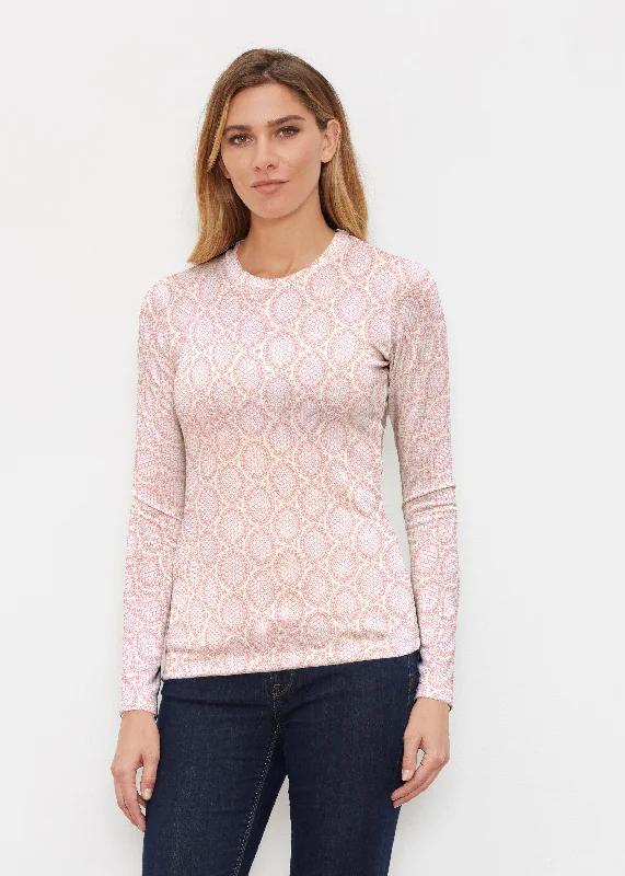 women's tops with floral printsCoastal Lace Pink (7757) ~ Butterknit Long Sleeve Crew Top