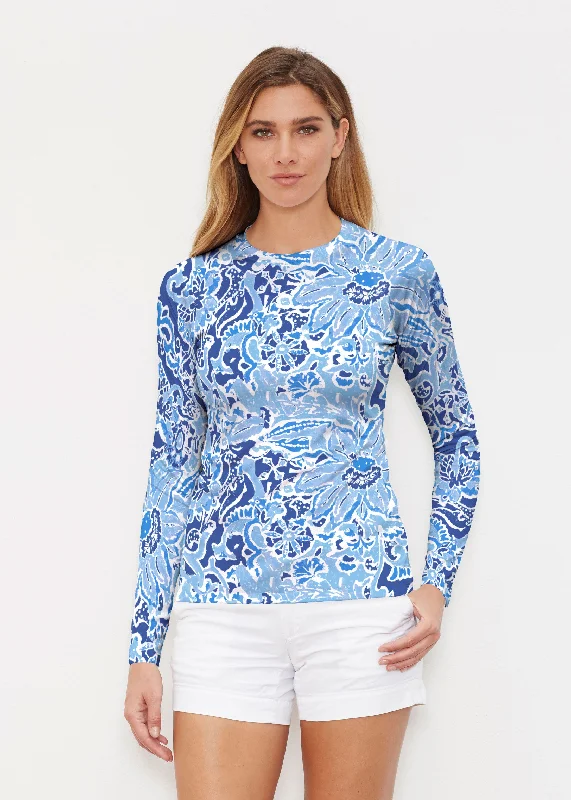 women's tops for glamorous eveningsFusion Blue (2895) ~ Long Sleeve Rash Guard