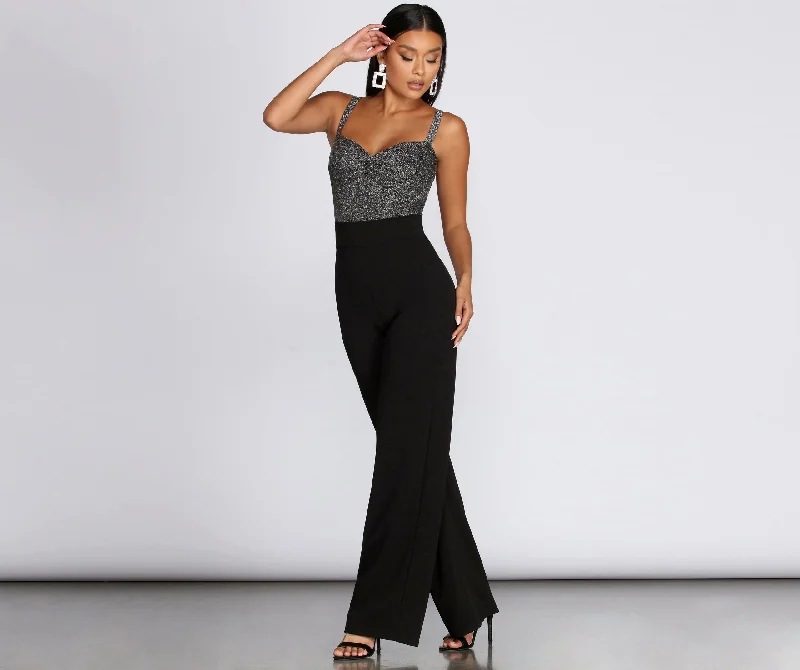 women's jumpsuits for summerGlitter Twist Front Jumpsuit