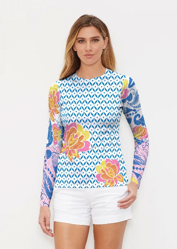 women's tops for summer festivalsVintage Blooms (8039) ~ Long Sleeve Rash Guard