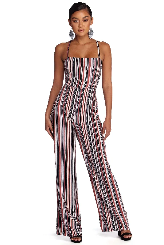 women's wide-leg jumpsuitsKeep It Striped Jumpsuit