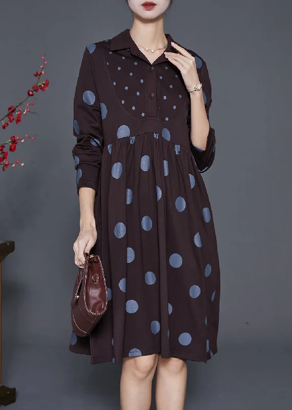 maxi dresses with off-the-shoulder necksArt Chocolate Peter Pan Collar Print Cotton Maxi Dresses Spring